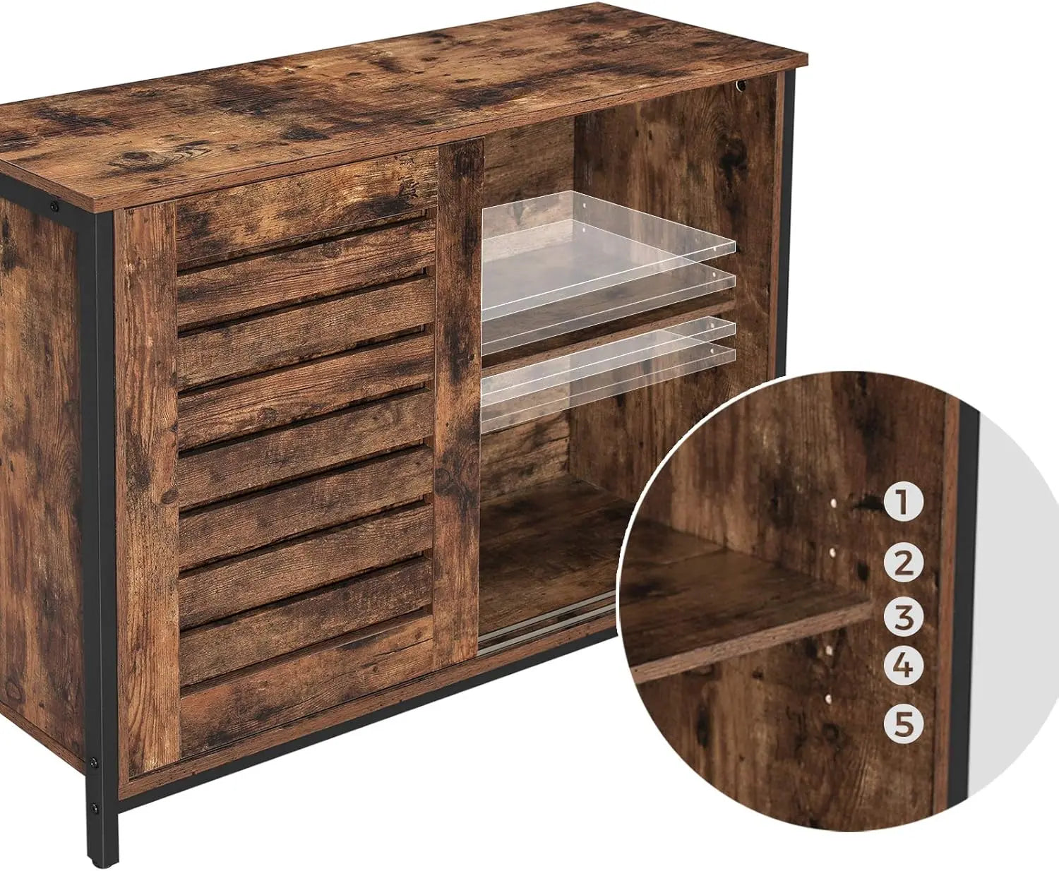 Sideboard Küchenschrank Schiebetüren Industrie-Design Vintagebraun von Songmics
