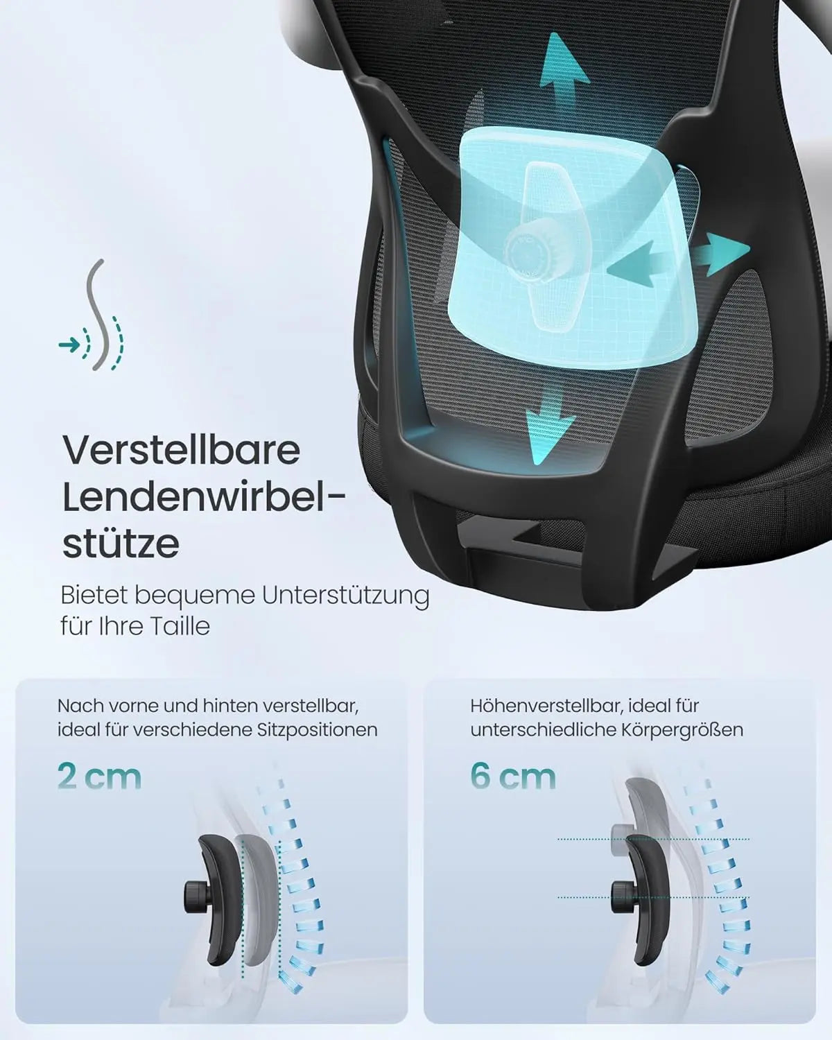 Bürostuhl ergonomisch verstellbar schwarz Netz von Songmics