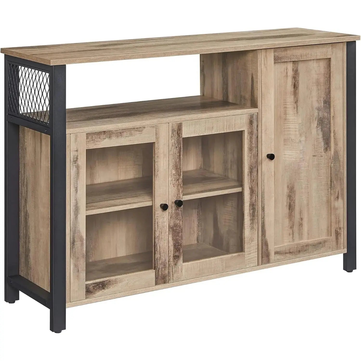 Sideboard 3 Türen Landhausstil eichenbraun von Songmics
