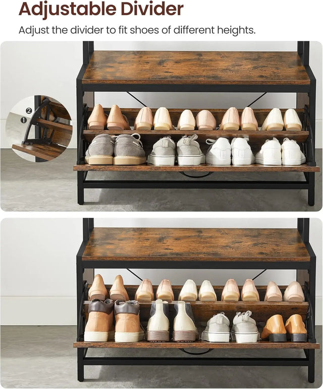 Garderobenständer mit Schuhschrank Vintagebraun-Schwarz von Songmics