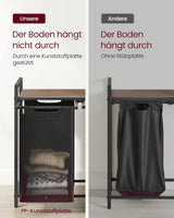 Wäschekorb mit 2 Fächern Ablage, tintenschwarz-vintagebraun von Songmics