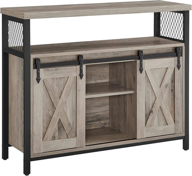 Sideboard Landhausstil Verstellbare Ablagen Wohnzimmer Greige von Songmics