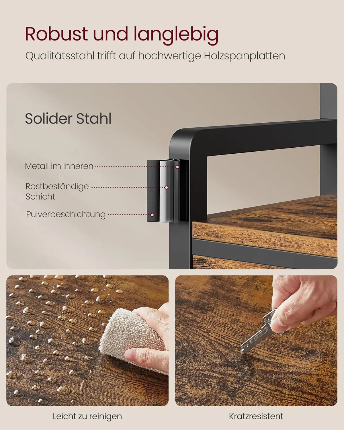Garderobenständer mit Schuhbank Vintagebraun von Songmics
