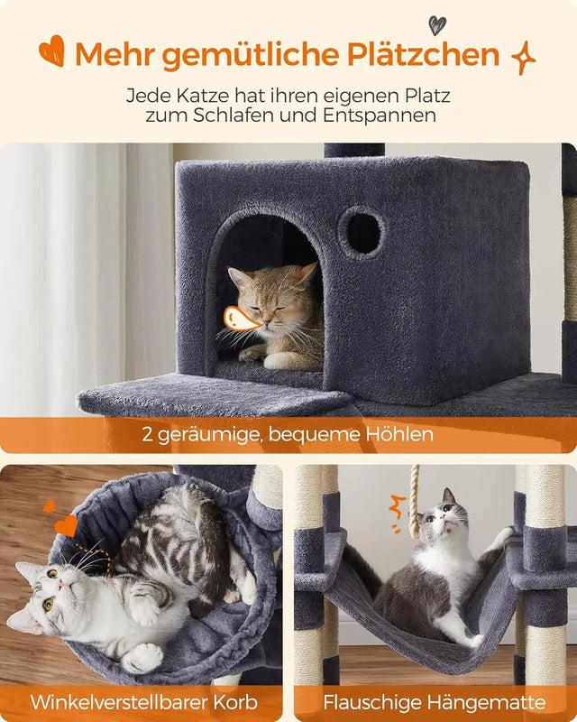 Kratzbaum XXL Katzenbaum Hoch Rauchgrau von Songmics