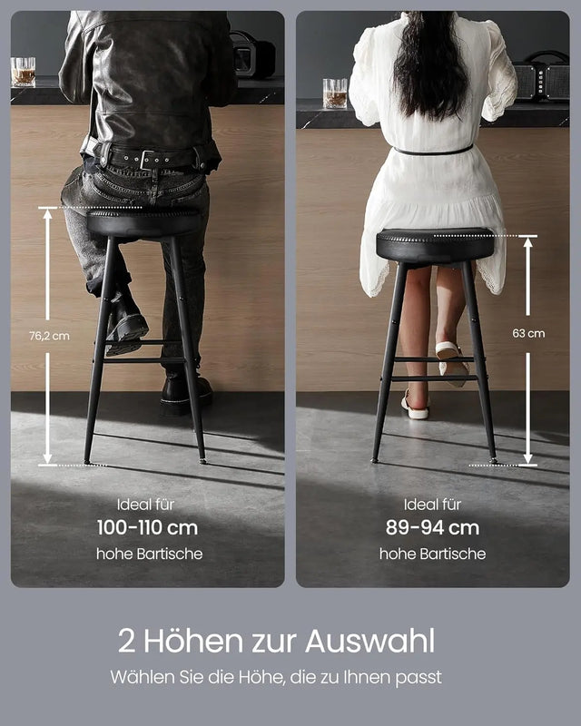 Barhocker 2er Set Kunstleder tintenschwarz von Songmics
