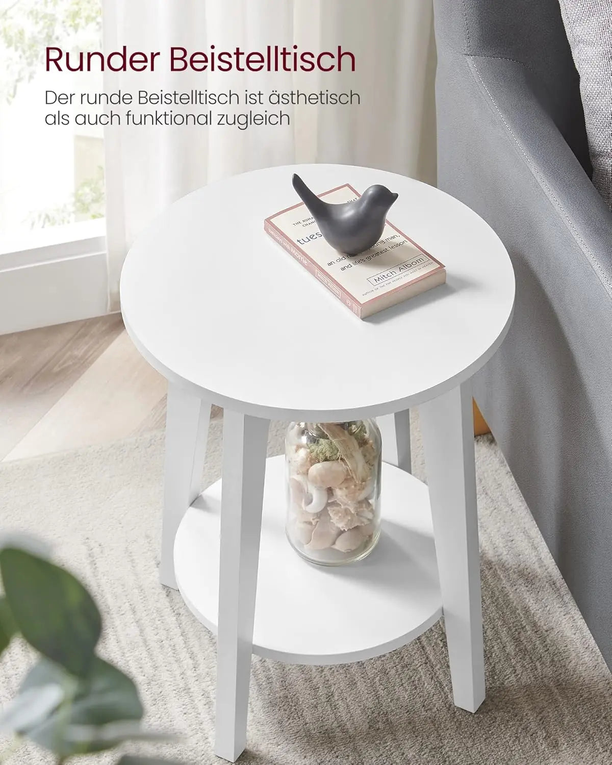 Beistelltisch moderner Stil mit Ablage Weiss von Songmics