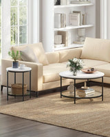 Beistelltisch mit 2 Ebenen marmorweiss von Songmics