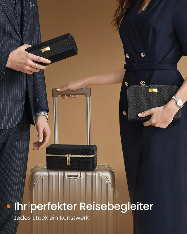 Uhrenbox Reiseetui für 3 Uhren Schwarz von Songmics