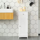 Badezimmerschrank mit Schublade Lamellentür Weiss von Songmics