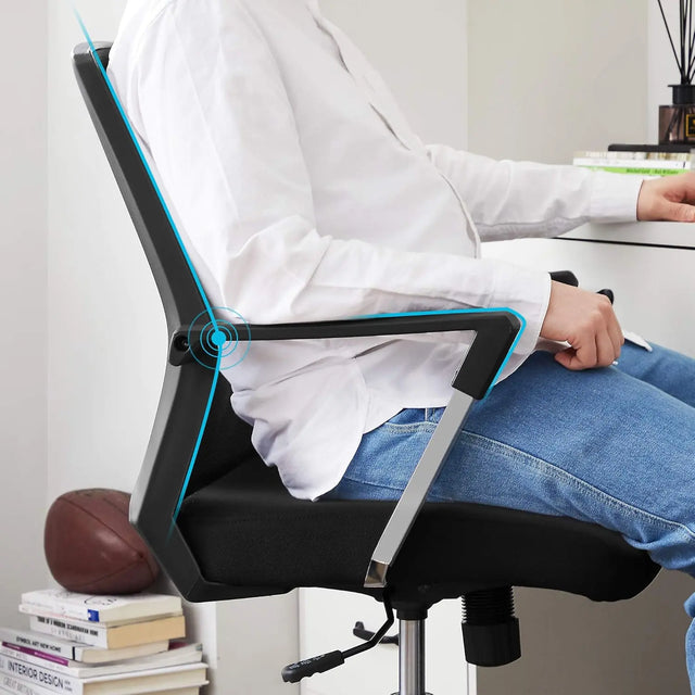 Bürostuhl höhenverstellbar mit Netzrückenlehne schwarz von Songmics