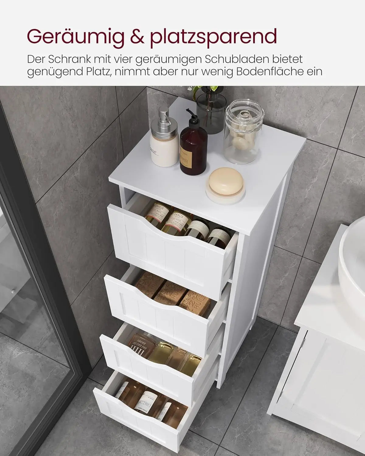 Badezimmerschrank mit Schubladen modern weiss von Songmics