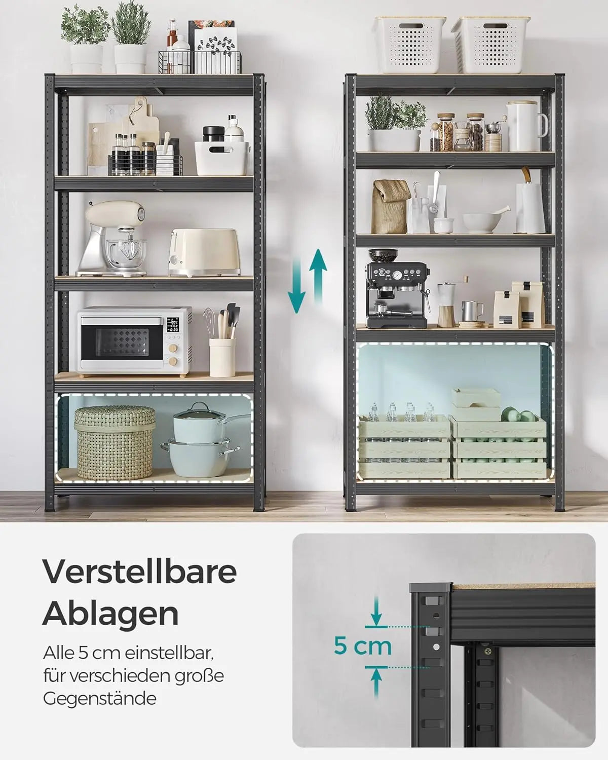 Schwerlastregal mit Stahlgestell Grau von Songmics