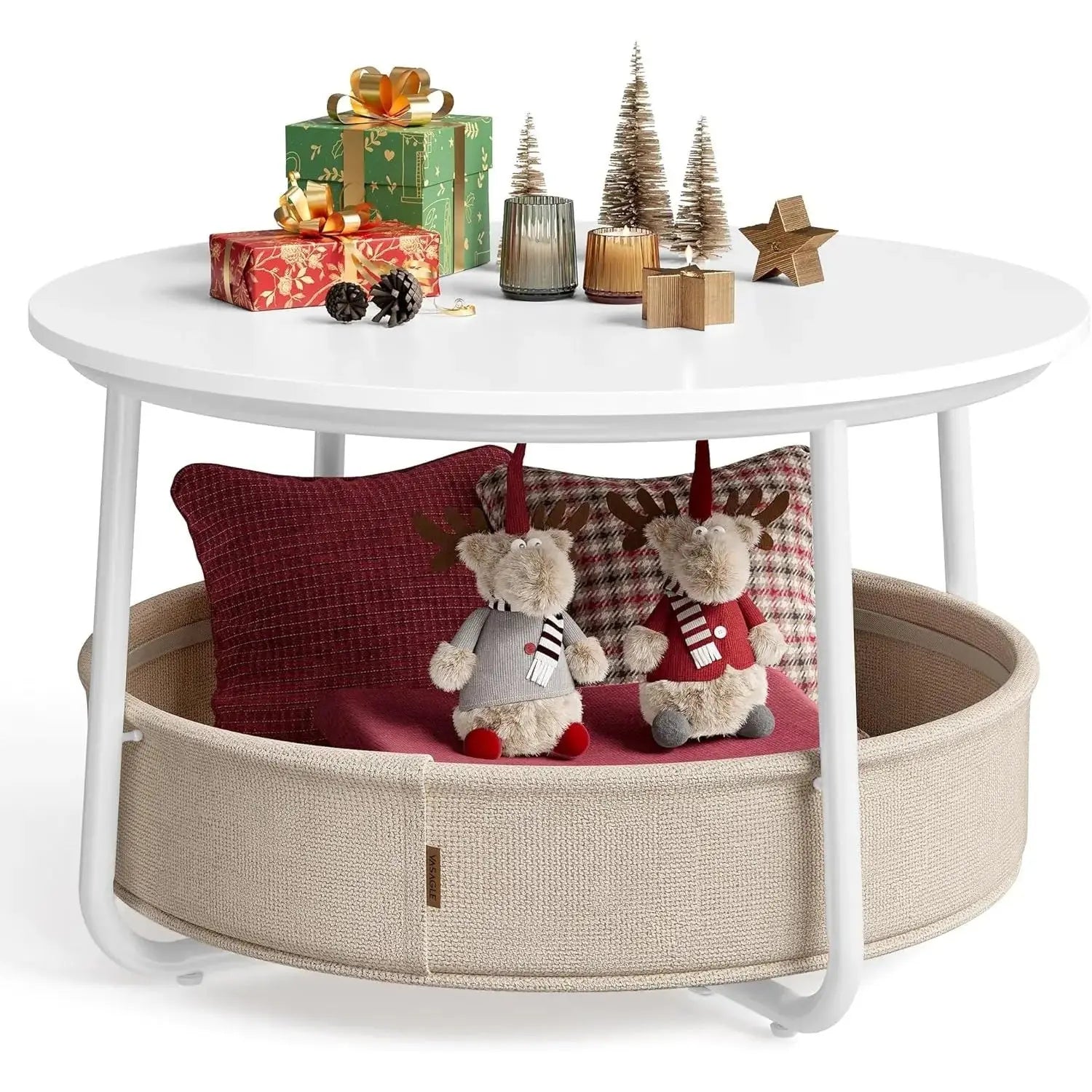 Couchtisch Rund Modern Metallrahmen Kamelbraun von Songmics
