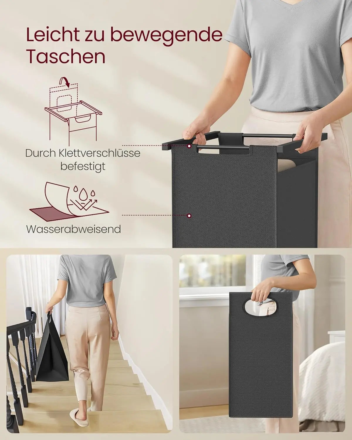 Wäschekorb Garderobenständer mit Wäschesammler vintagebraun von Songmics