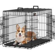 Hundekäfig Klappbar 2 Türen Kunststoffschale Schwarz von Songmics