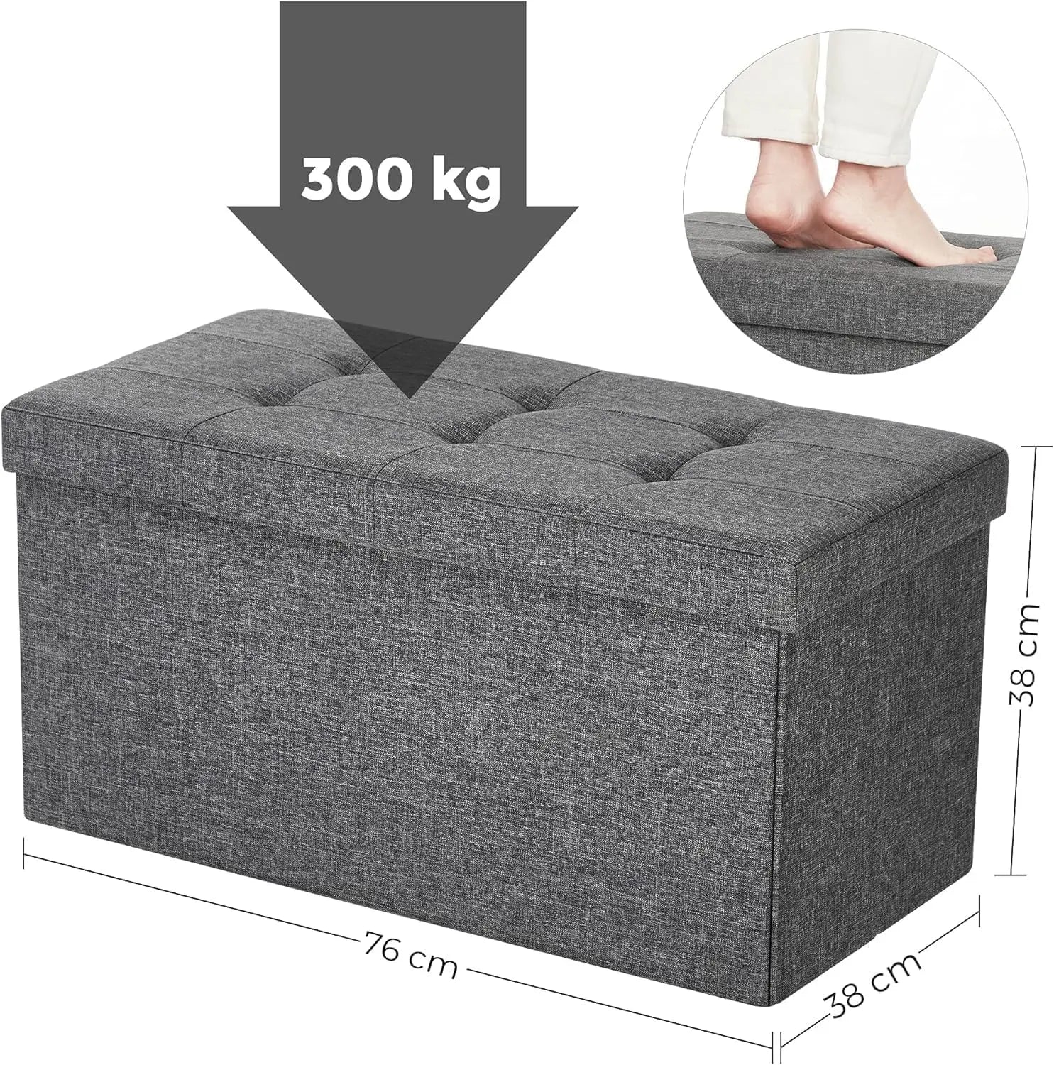 Sitzhocker mit Stauraum schiefergrau von Songmics