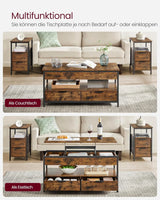 Couchtisch Höhenverstellbar Schubladen Vintagebraun Tintenschwarz von Songmics