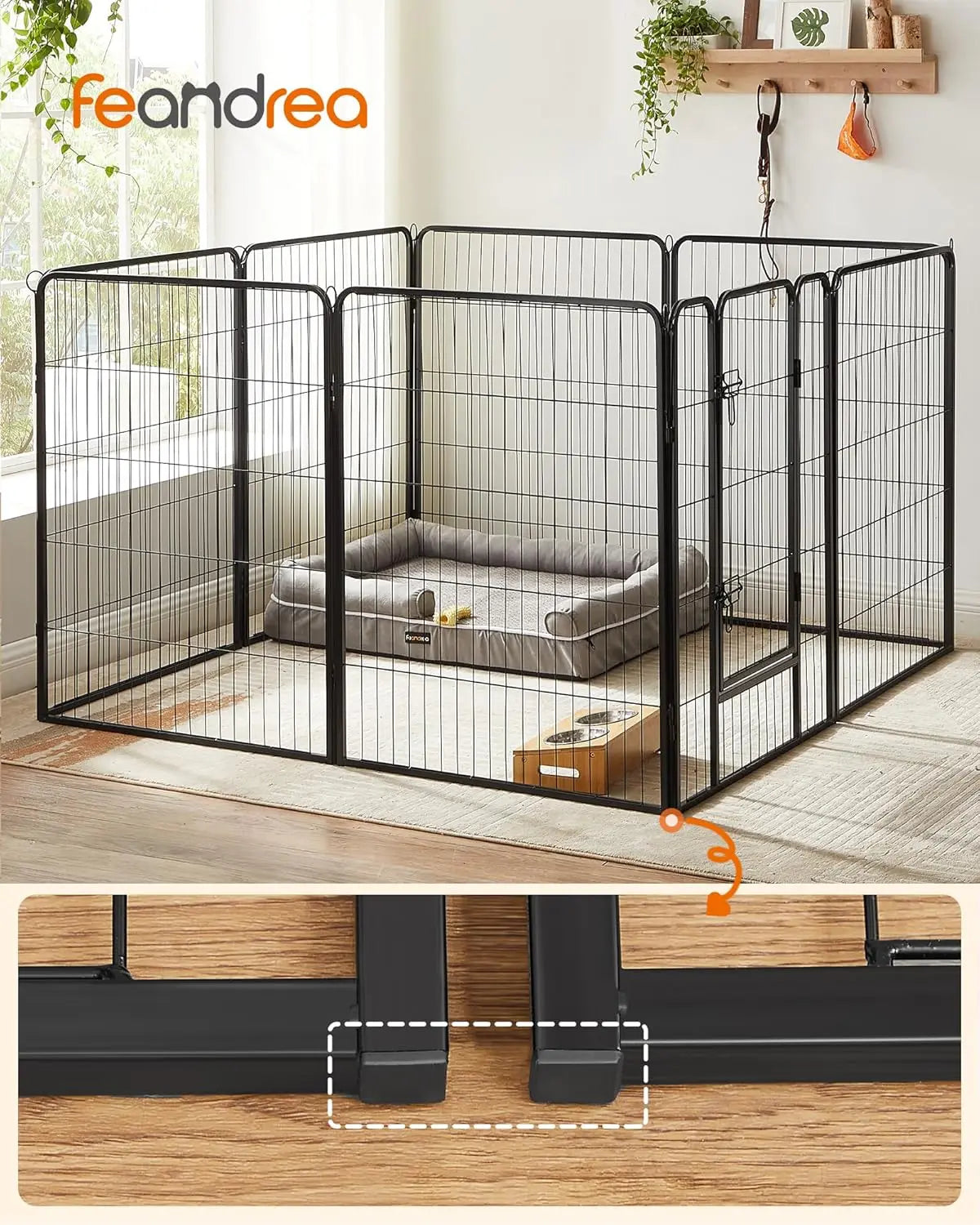 Freilaufgehege DIY transportabel schwarz Metall von Songmics
