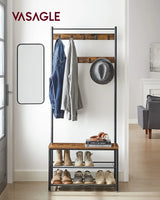 Garderobenständer mit Schuhablagen Vintagebraun-Schwarz von Songmics