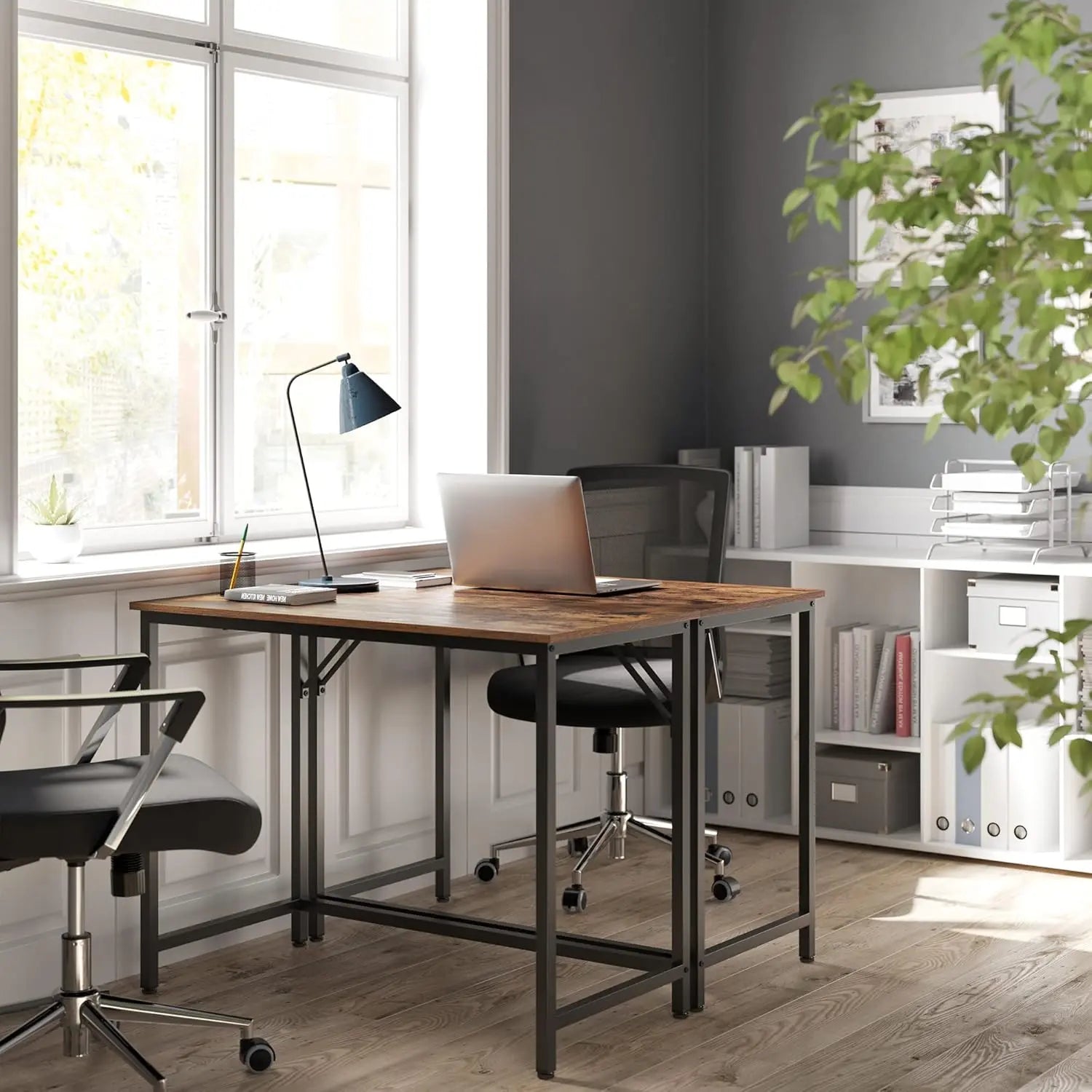 Computertisch 100x50cm vintagebraun Holzoptik Metall von Songmics
