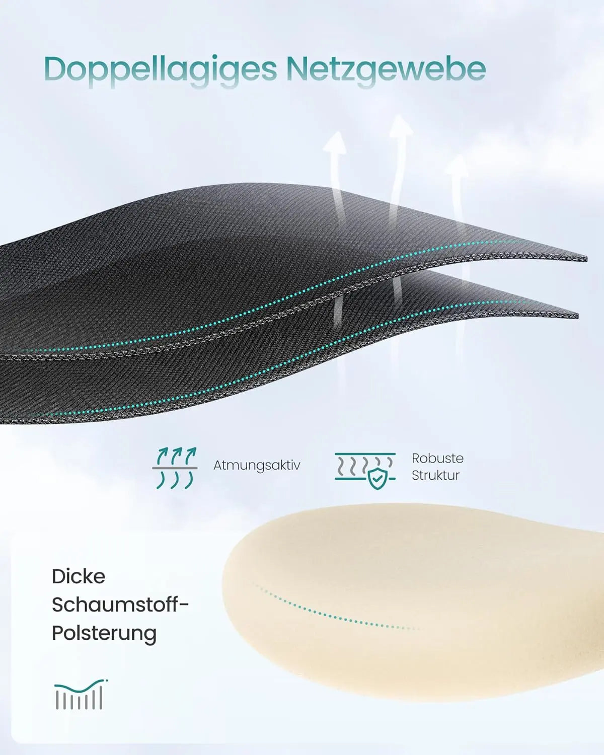 Bürostuhl ergonomisch verstellbar schwarz Netz von Songmics