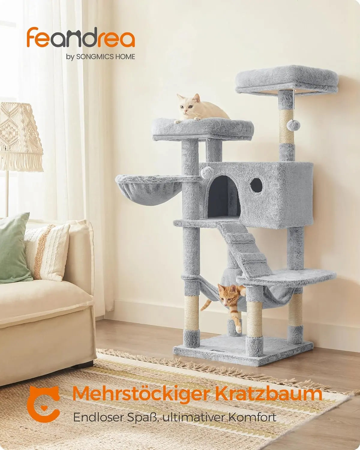 Kratzbaum gross weicher Bezug Ombré-Grau von guteszeug.ch