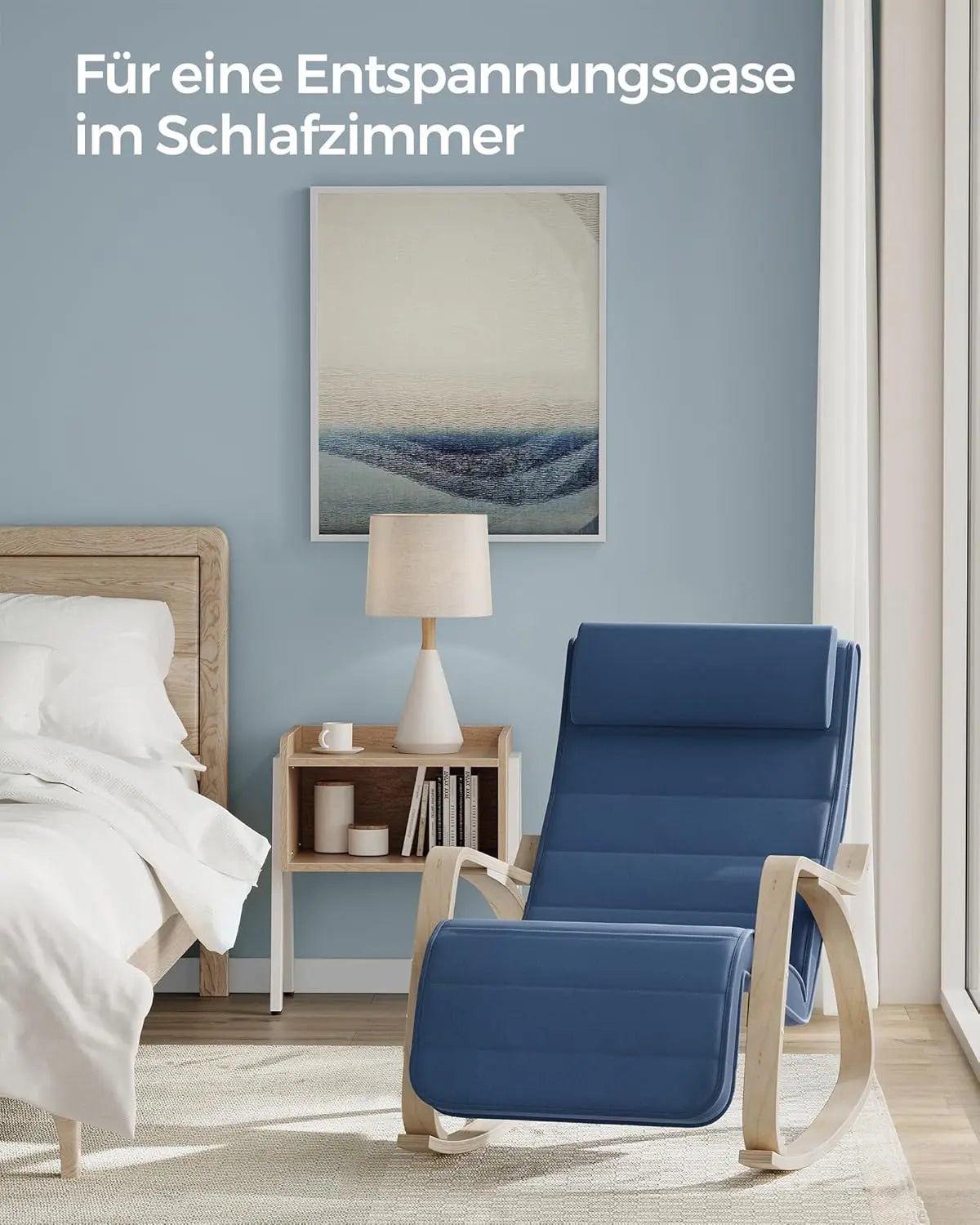 Schaukelstuhl Verstellbar Belastbar Wohnzimmer Mitternachtsblau von Songmics