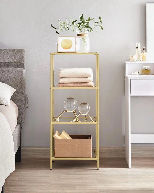 Regal mit 4 Ablagen Goldfarben von Songmics