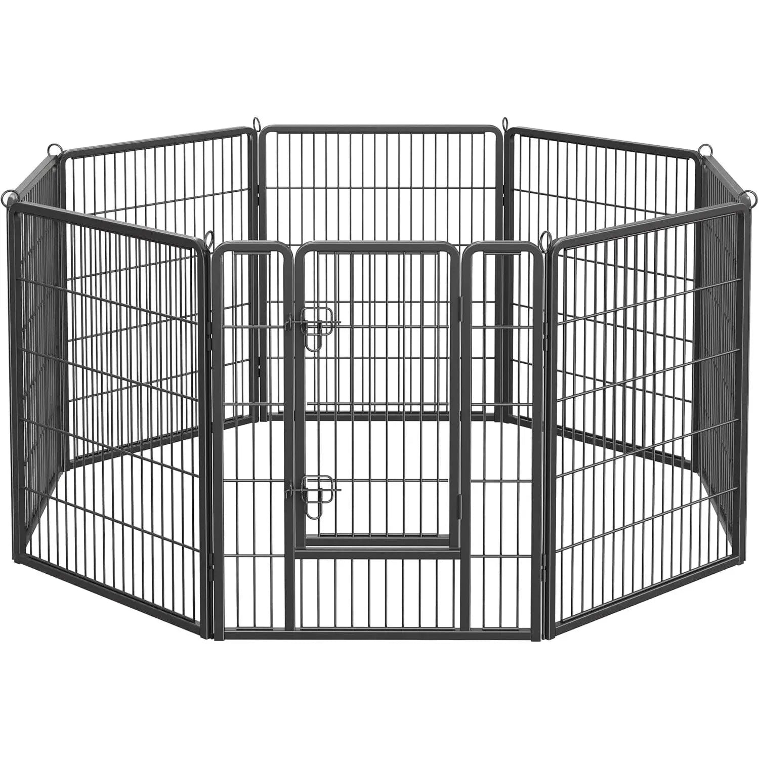 Freilaufgehege DIY transportabel schwarz Metall von Songmics