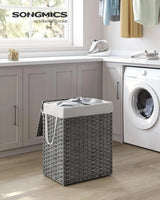 Wäschekorb Rattan Faltbar 90L Taubengrau von Songmics