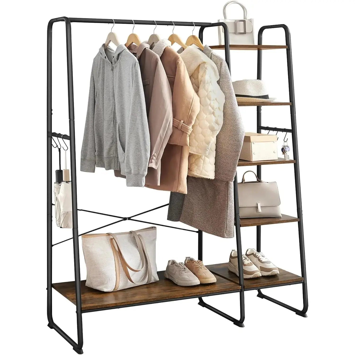 Garderobenständer mit Schuhablage vintagebraun-schwarz von Songmics