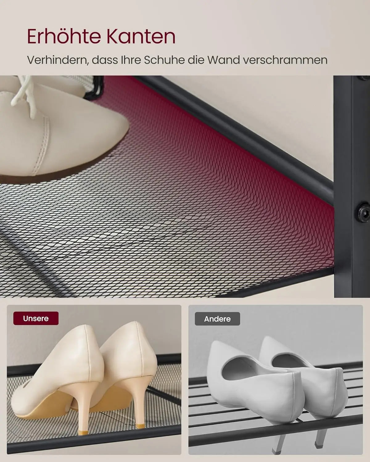 Schuhregal 5 Ebenen Verstellbar Platzsparend Honigbraun von Songmics