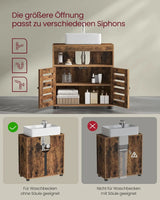 Waschbeckenunterschrank mit Lamellentüren vintagebraun von Songmics