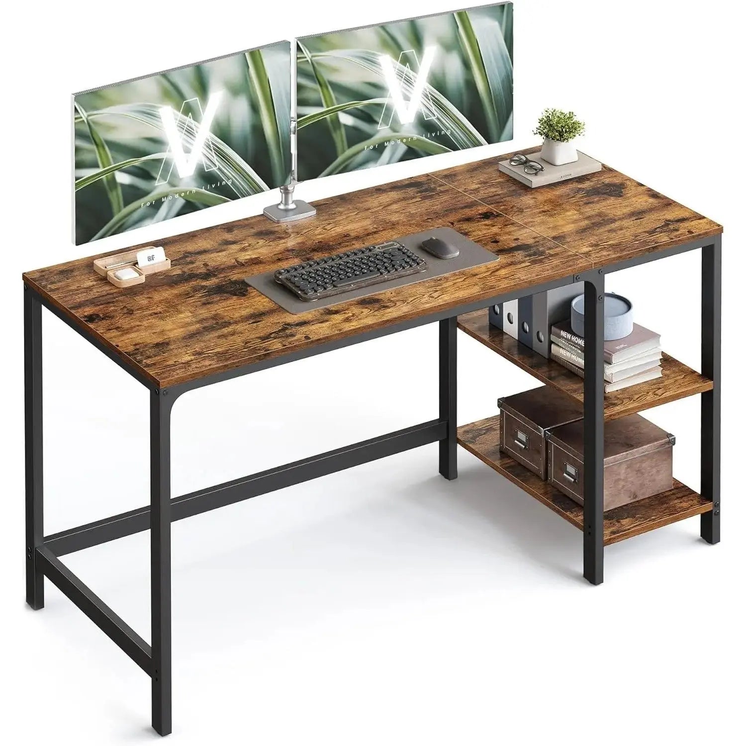 Computertisch 140x60 vintagebraun modern Holz von guteszeug.ch