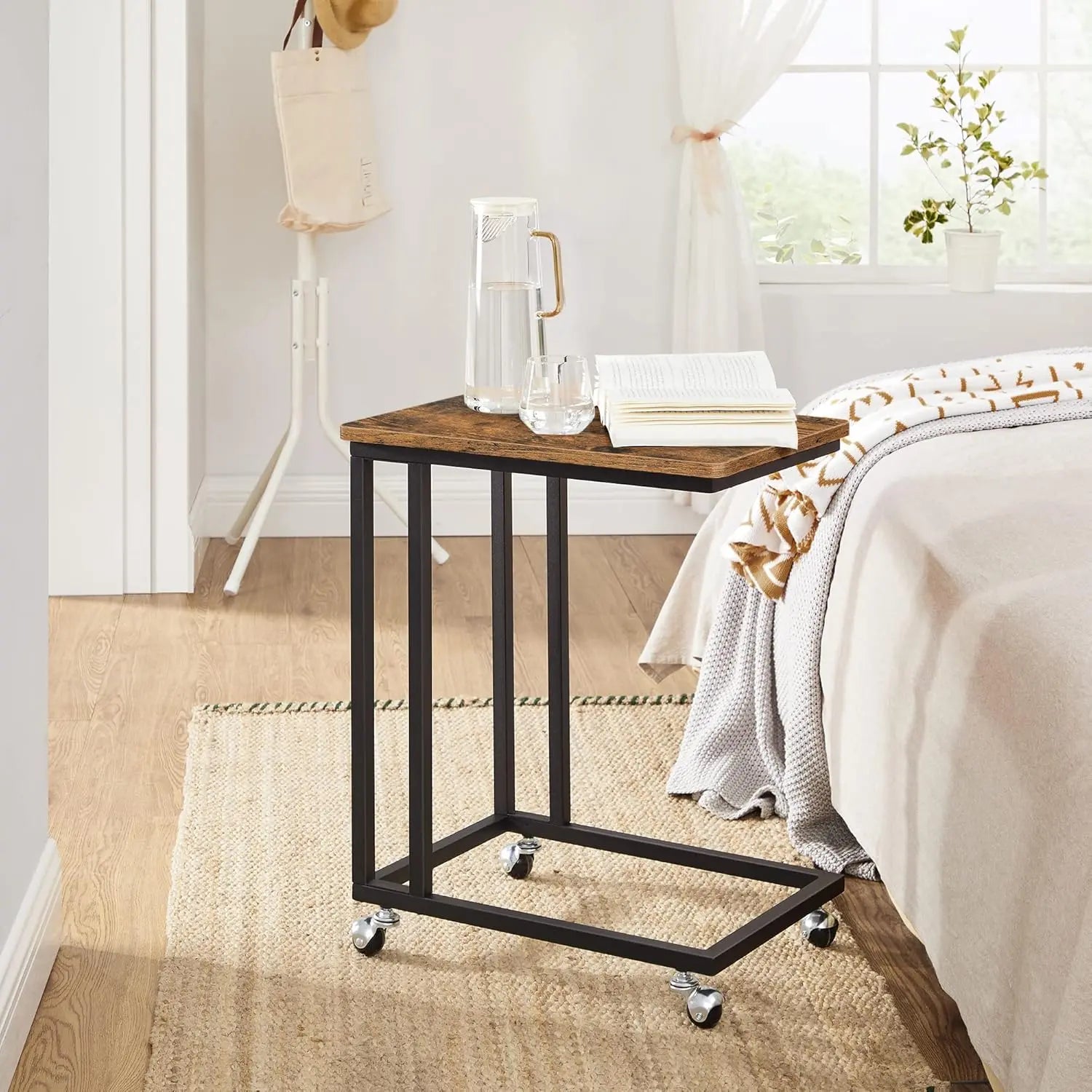 Beistelltisch C-Form Industrie-Design Vintagebraun von Songmics
