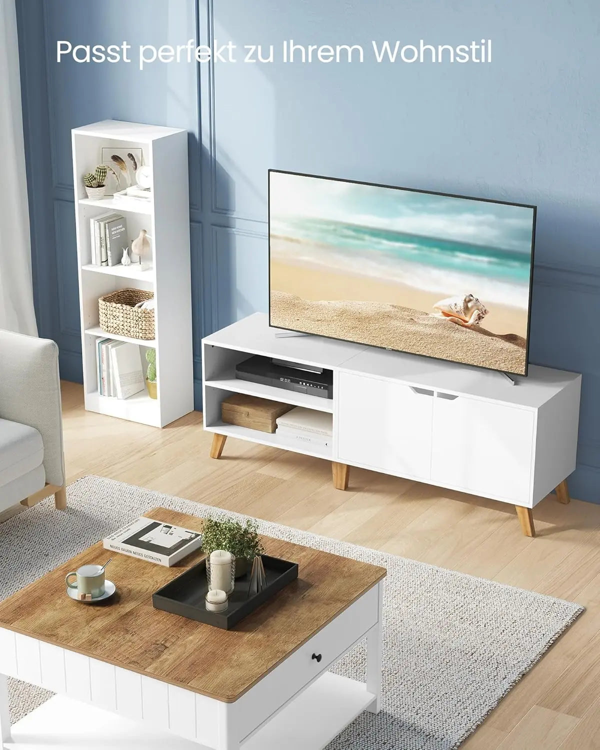 TV-Schrank mit Türen 140 cm Weiss von Songmics