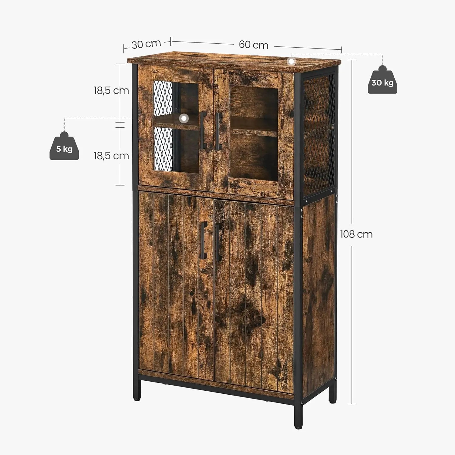 Badezimmerschrank Industriestil mit Stahlgestell Vintagebraun-Schwarz von Songmics