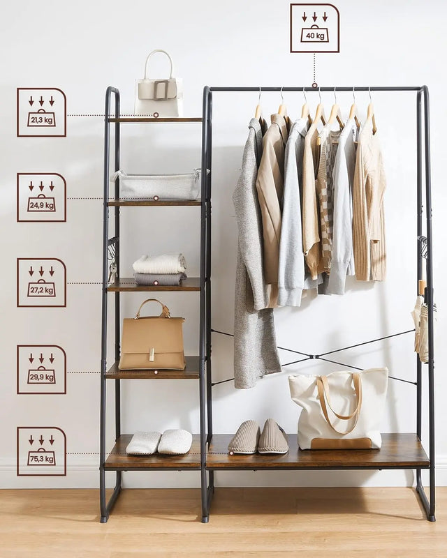 Garderobenständer mit Schuhablage vintagebraun-schwarz von Songmics