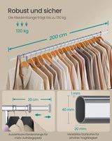 Kleiderständer Schwerlast Ausziehbar Transportabel Silber von Songmics