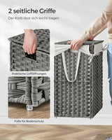 Wäschekorb Rattan Faltbar 90L Taubengrau von Songmics