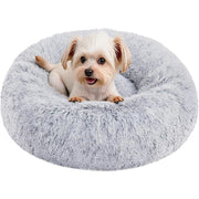 Donut Hundebett waschbar Grau Plüsch von Songmics