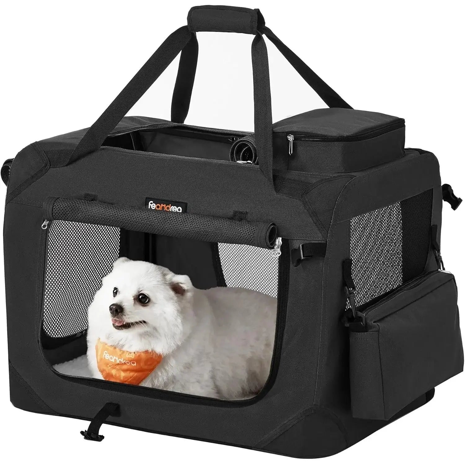 Hundebox faltbar Transportbox atmungsaktiv Metallrahmen schwarz von Songmics