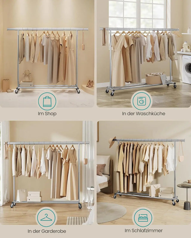 Kleiderständer Schwerlast Ausziehbar Transportabel Silber von Songmics
