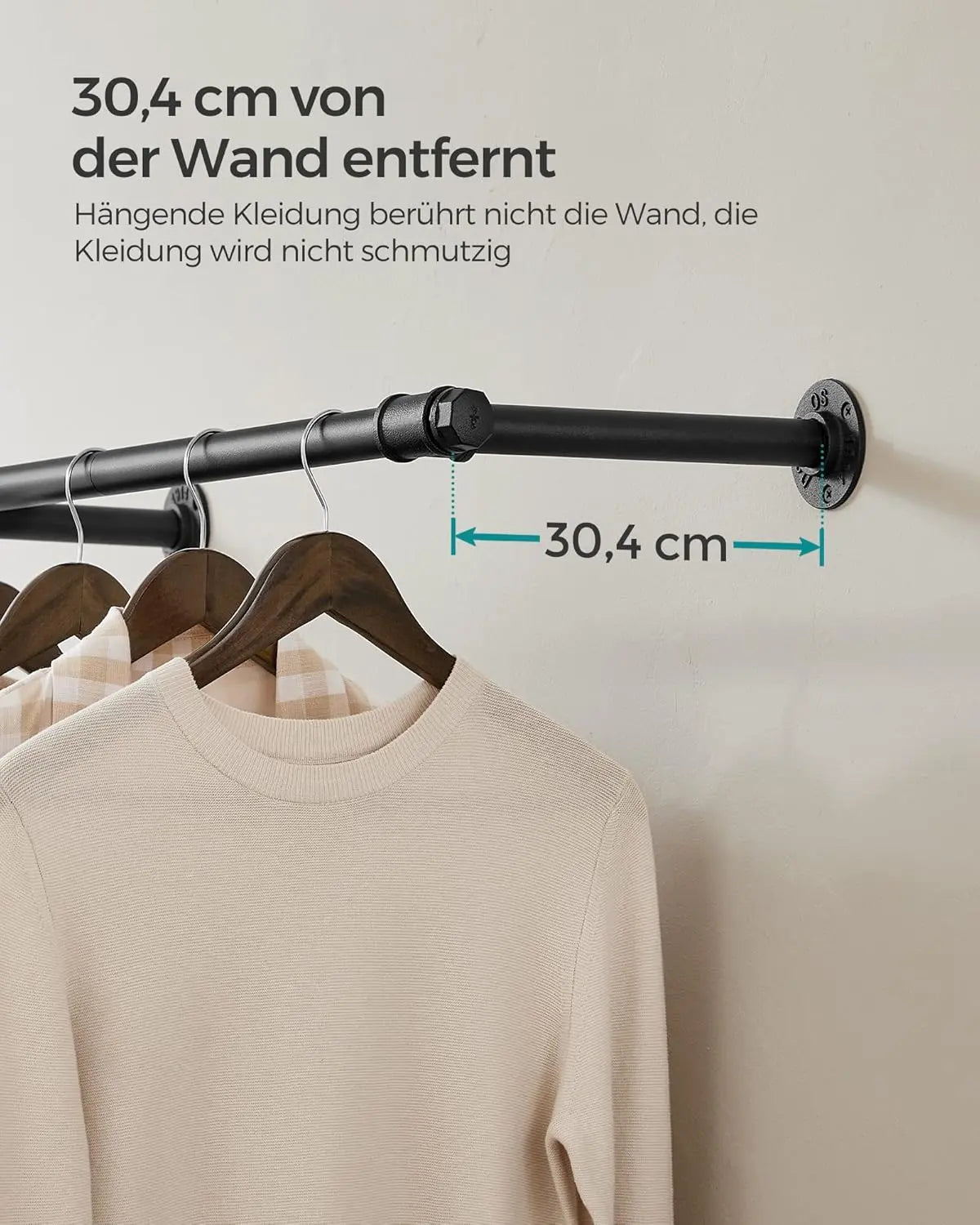 Kleiderstange Wandmontage Industrie-Design Schwarz von Songmics
