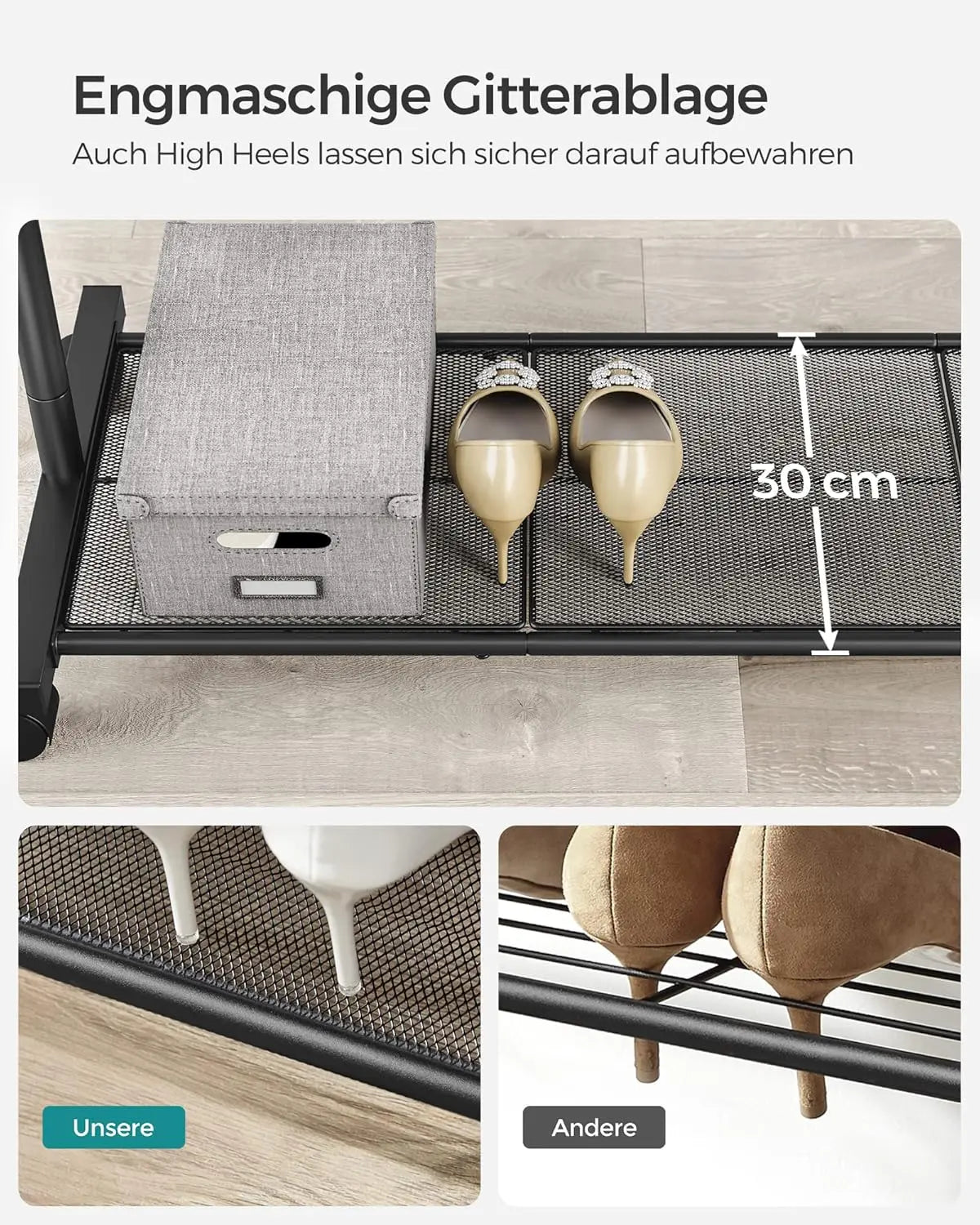 Kleiderständer rollbar schwarz Metall 91cm von Songmics