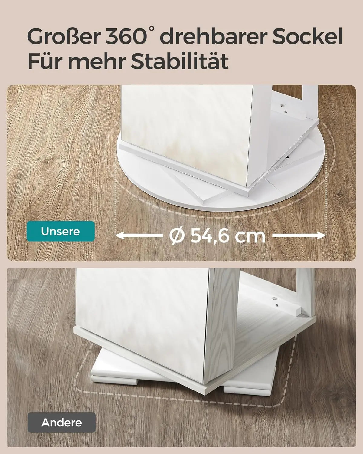 Schmuckschrank abschließbar 360° drehbar weiss von Songmics