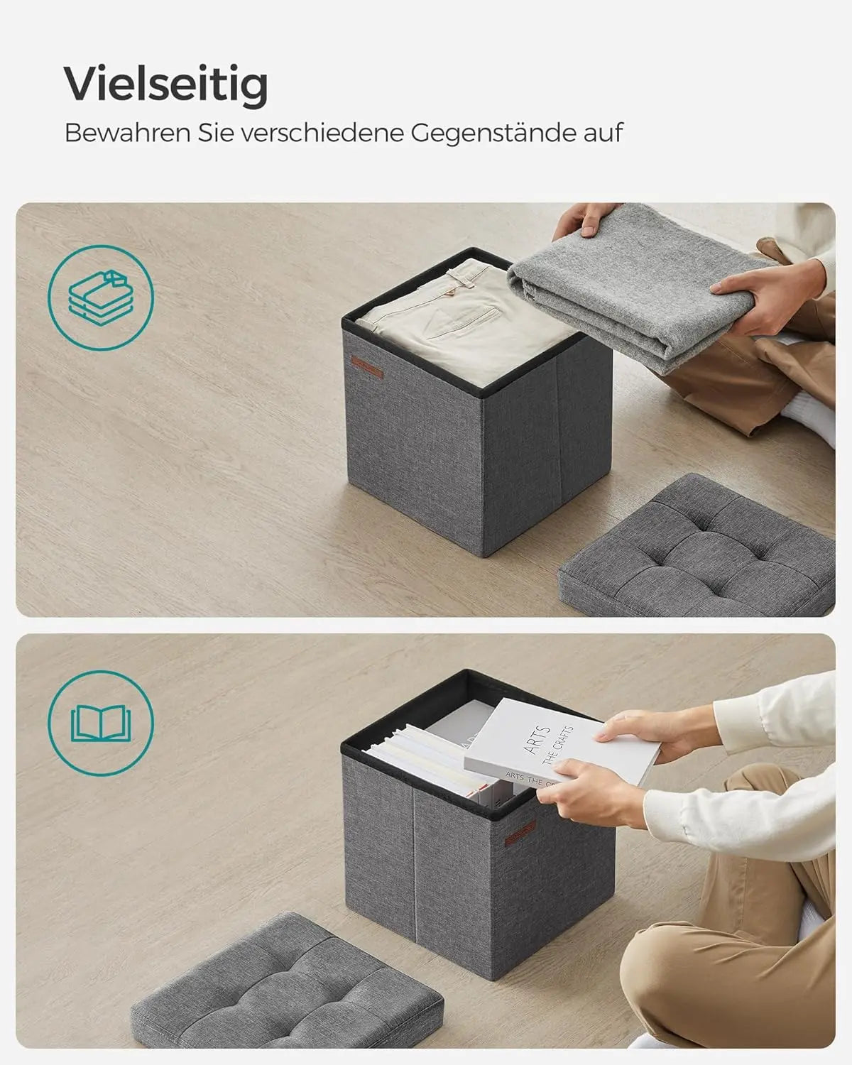 Sitzhocker mit Stauraum dunkelgrau von Songmics