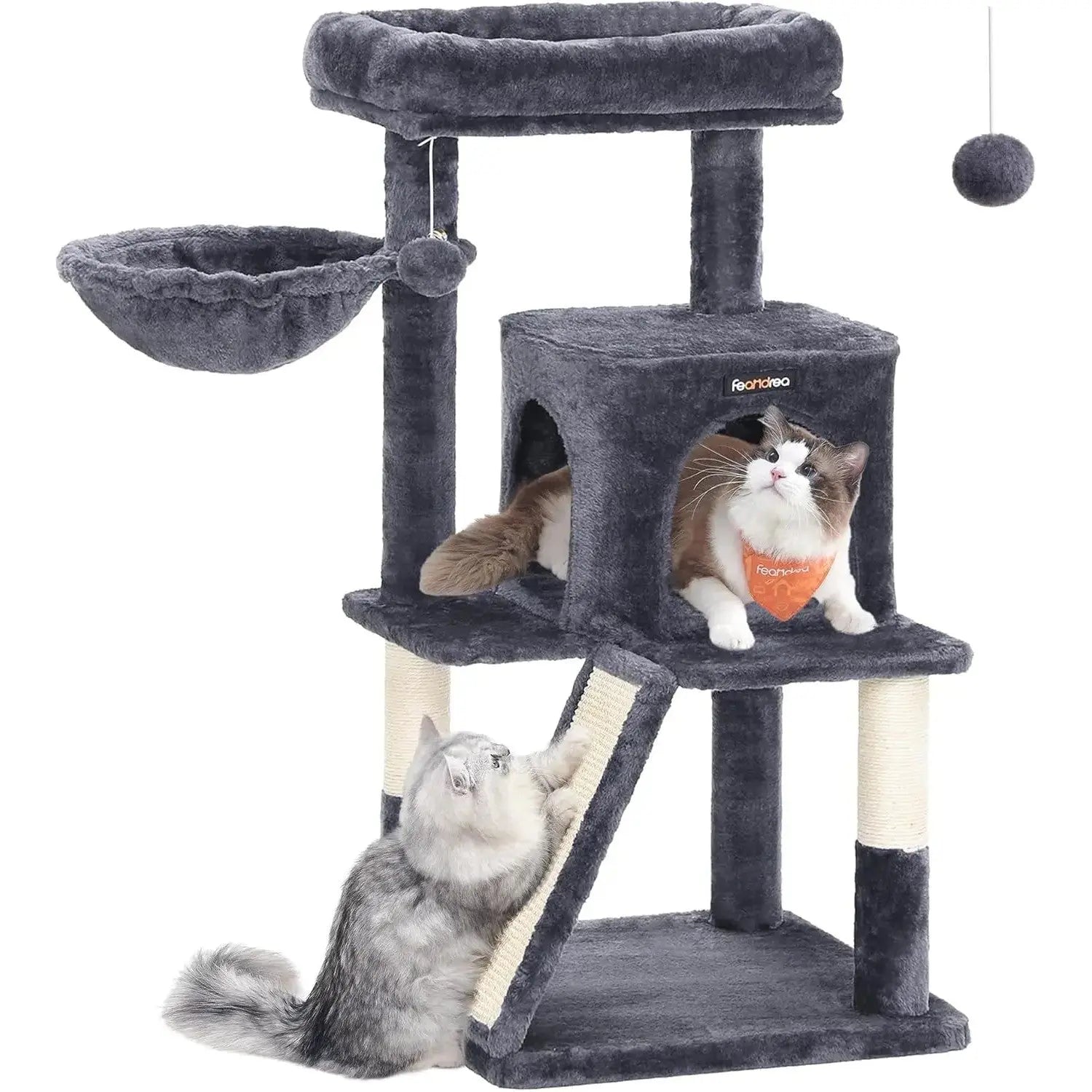 Kratzbaum Katzenbaum mit grosser Plattform rauchgrau von Songmics