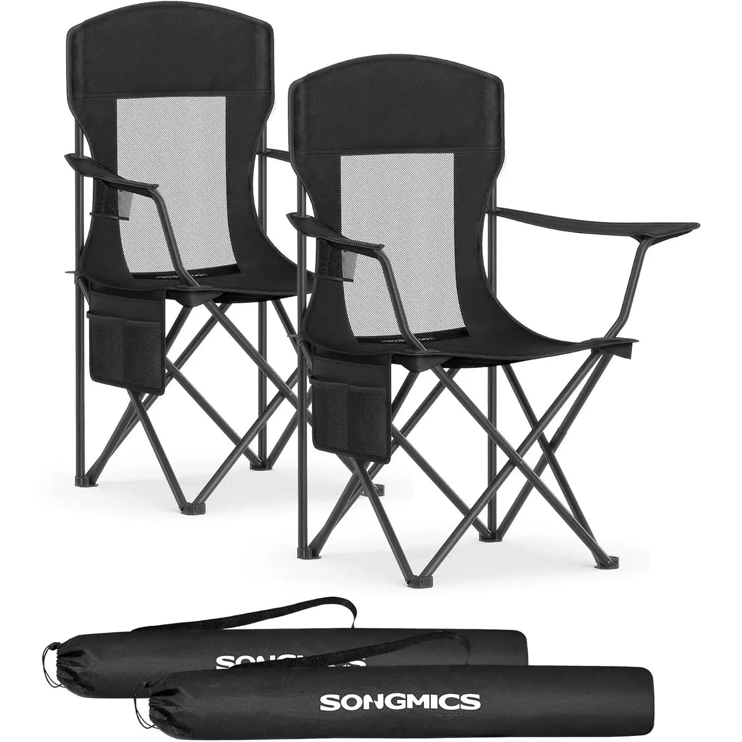 Campingstuhl klappbar Armlehnen schwarz Stahl von Songmics