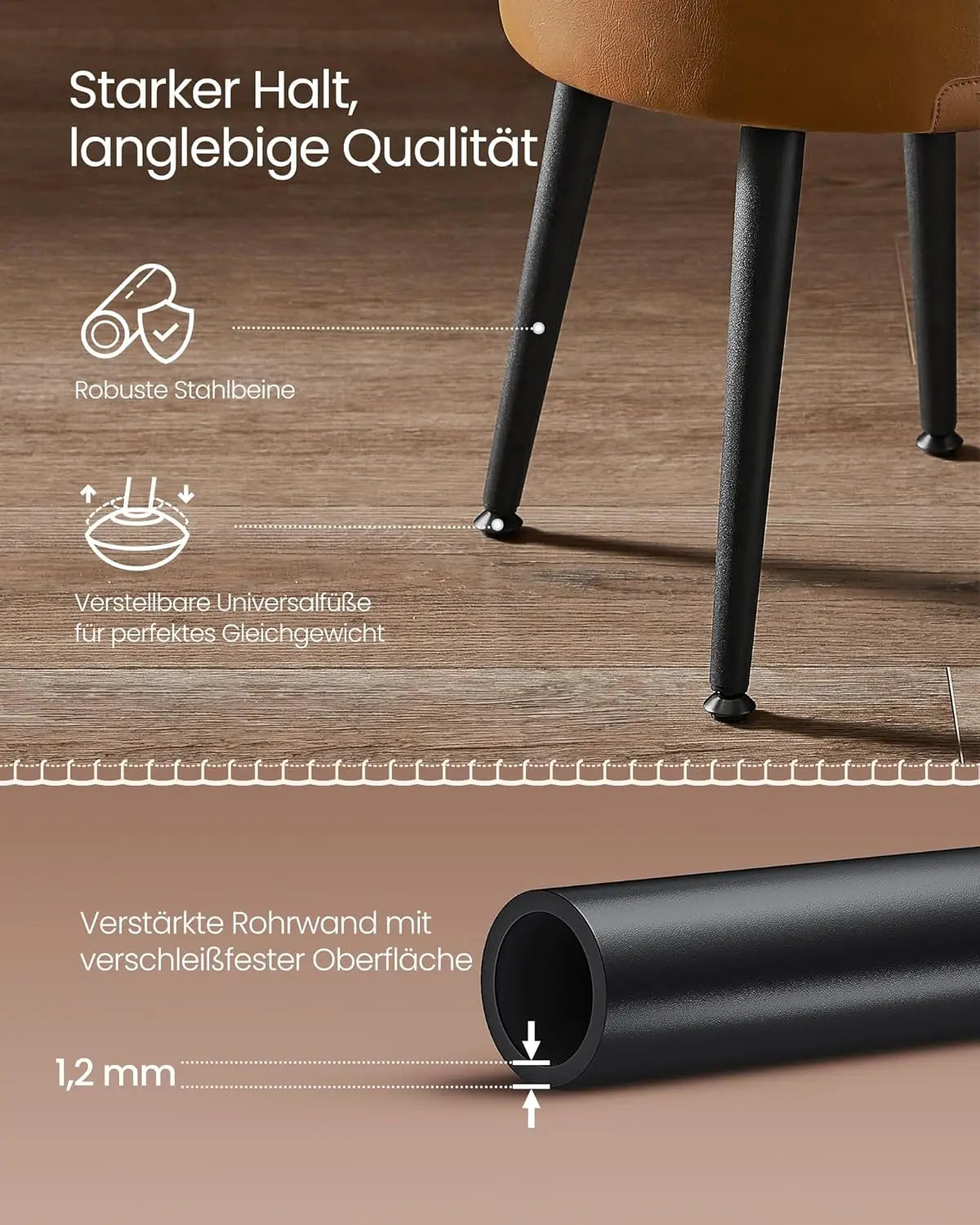 Sitzhocker mit Stauraum rund karamellbraun von Songmics